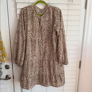 Elegant Long Sleeve Animal Print Dress